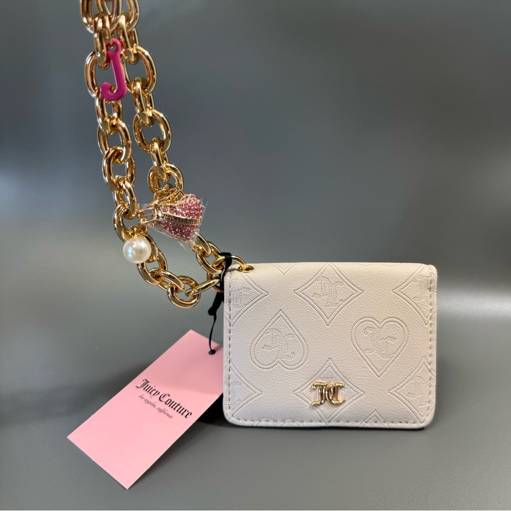 Juicy Couture YK2 Top Notch CC Key Fob Crystal Off White